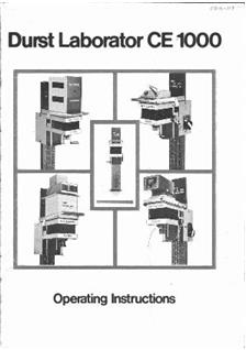 Durst Laborator L 1000 CE manual. Camera Instructions.